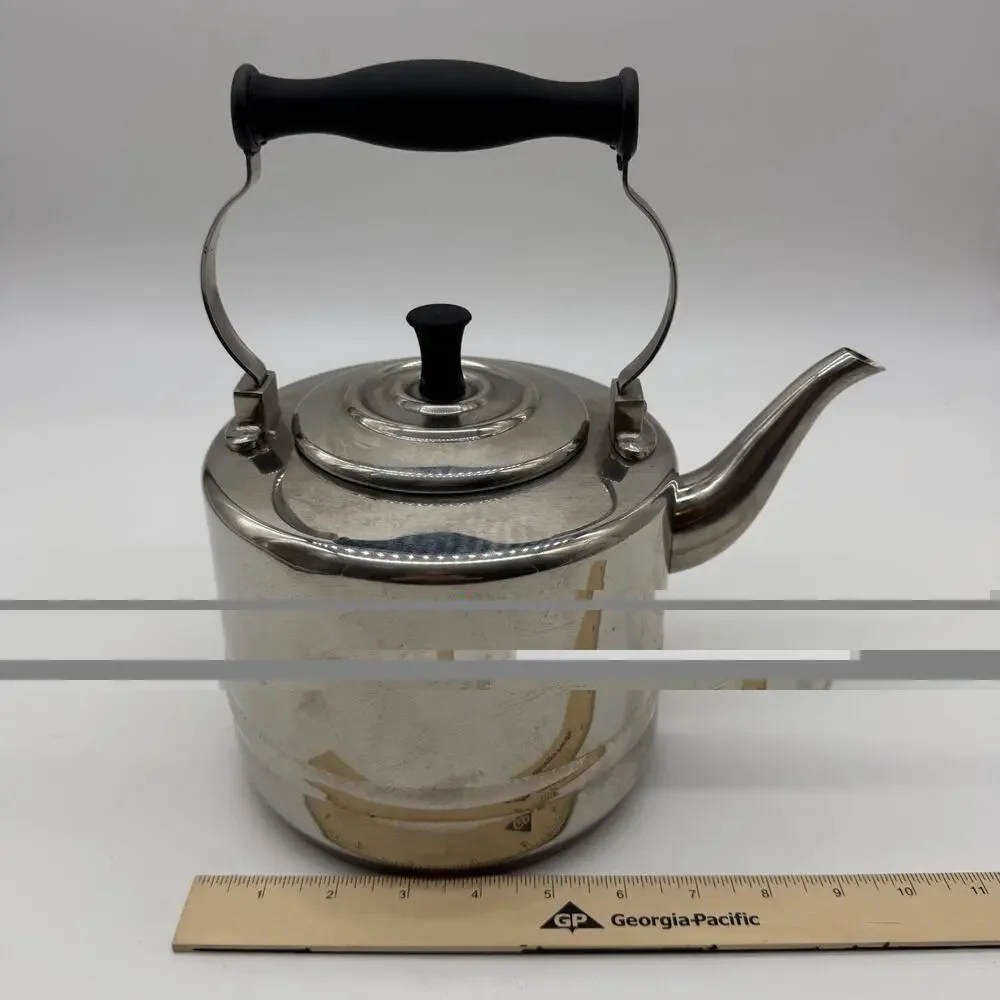 BonJour Tea Kettle 2qt/8C Stovetop Silver Stainless Steel Gooseneck Spout 53087